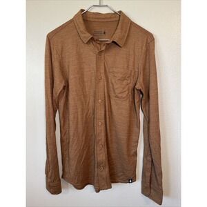 Smartwool Sz S Brown Merino Wool Blend Long Sleeve Button Up Down Top Shirt